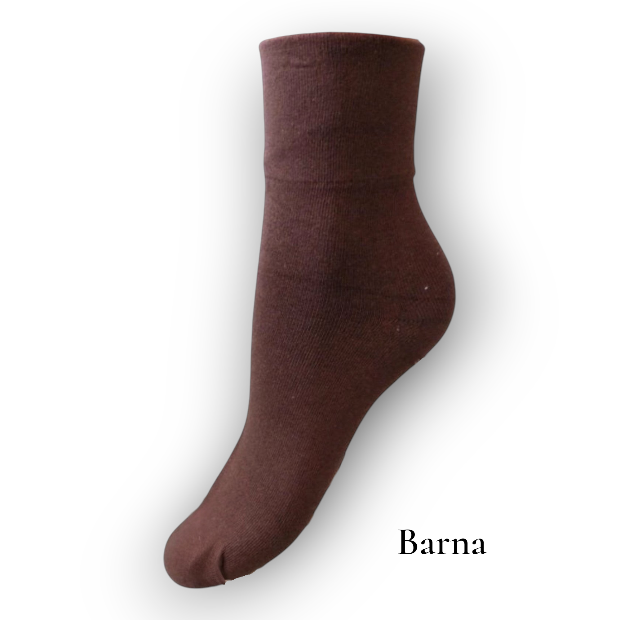 Horszi Armando barna, gumi nélküli, puha pamut női zokni szorításmentes kialakítással