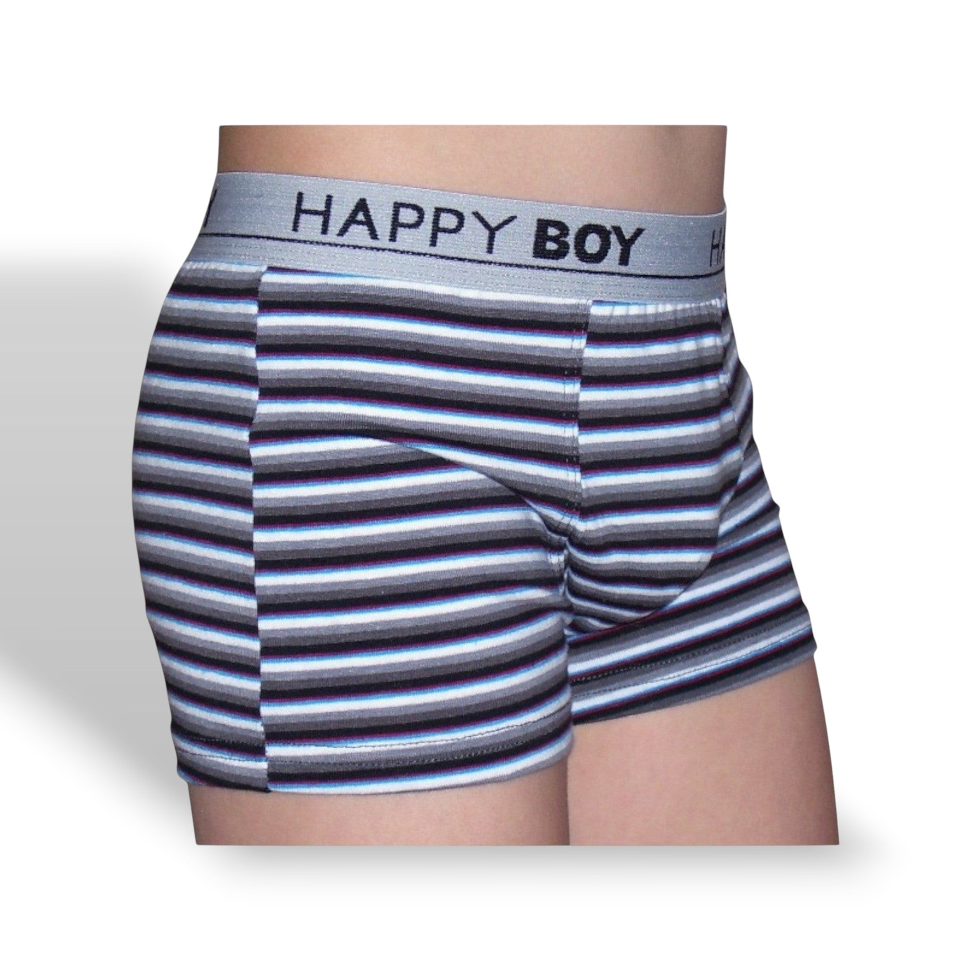 Horszi csíkos fiú boxer puha pamut anyagból, széles HAPPY BOY feliratú gumírozott derékpánttal.