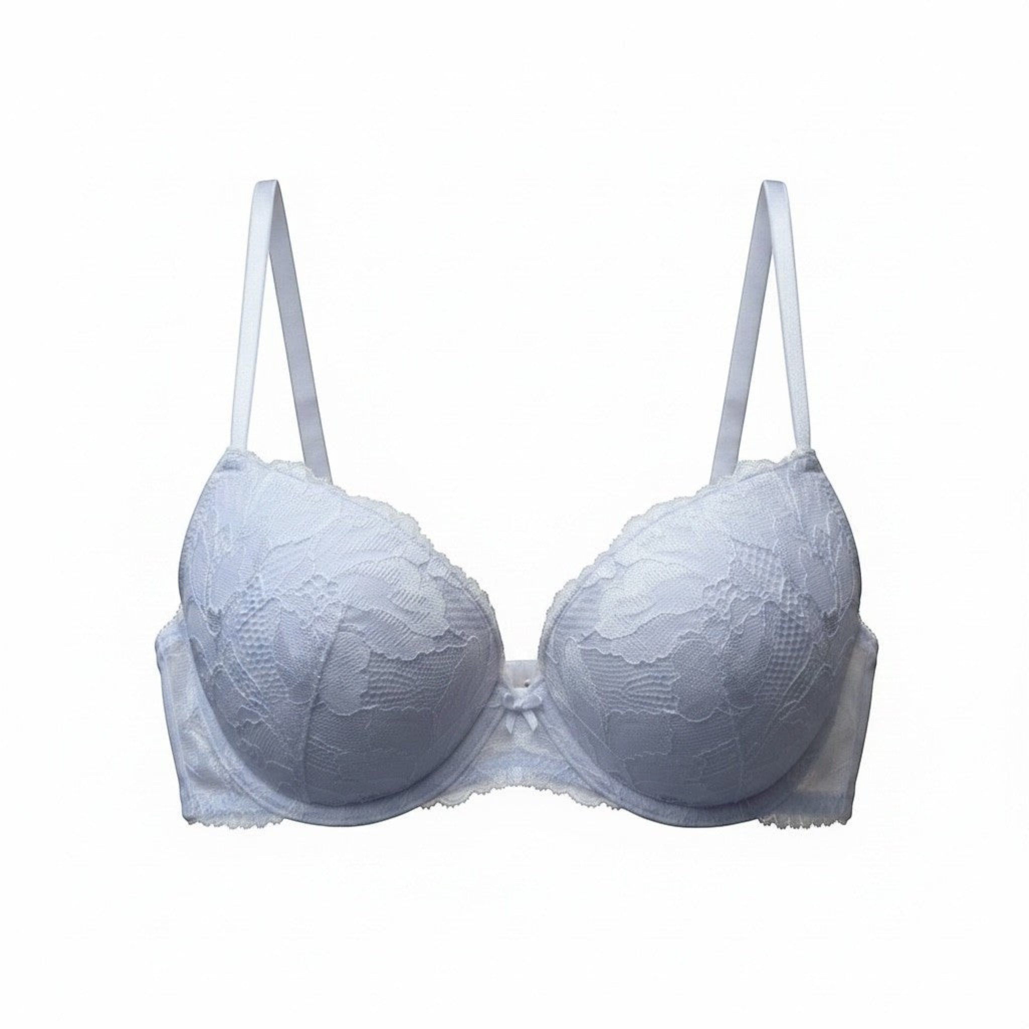 Horszi Dorina Perfect Lace Demi fehér, előformázott, vékony szivacsos melltartó elegáns virágmintás csipkével.
