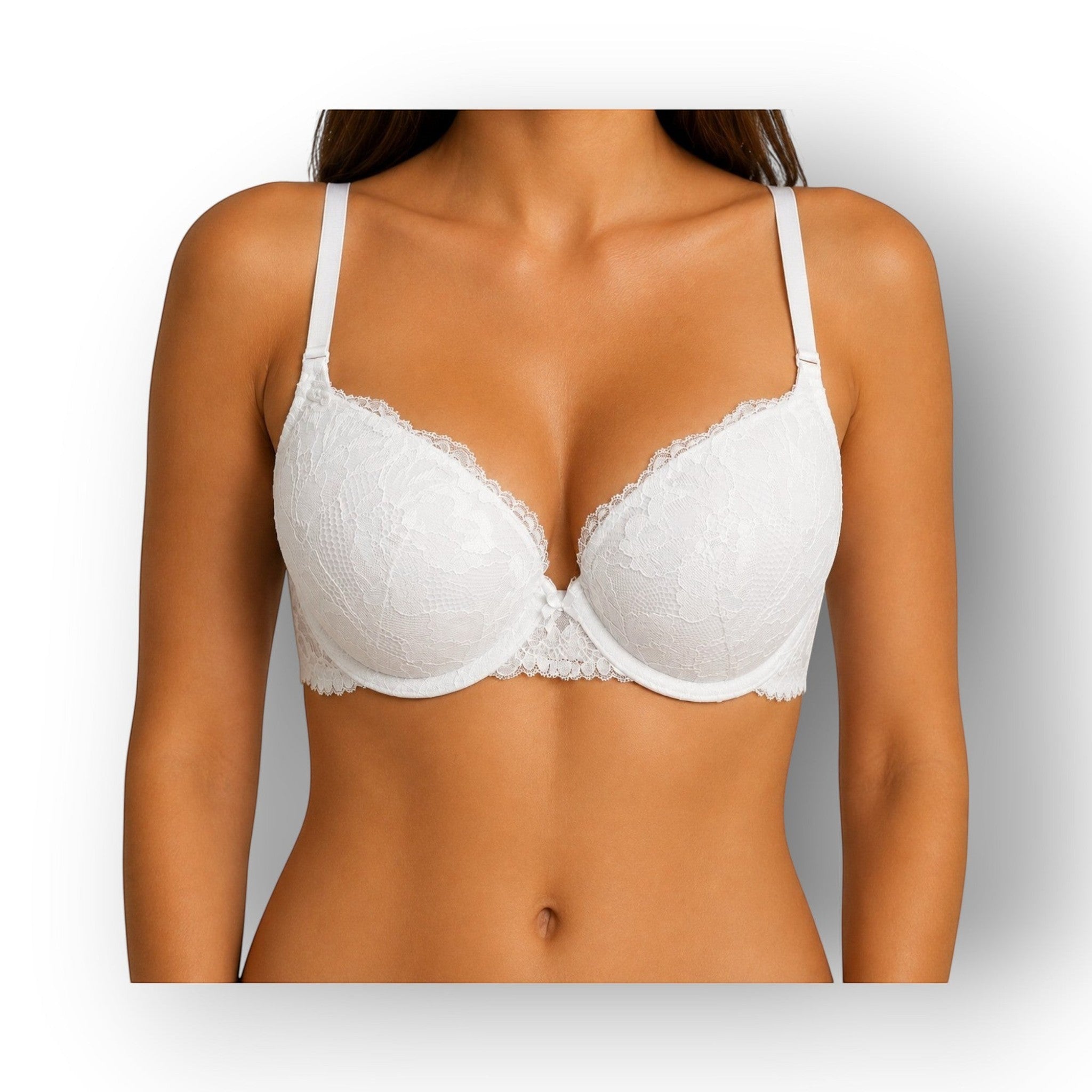 Horszi Dorina Perfect Lace Demi fehér, előformázott, vékony szivacsos csipkés melltartó állítható vállpántokkal