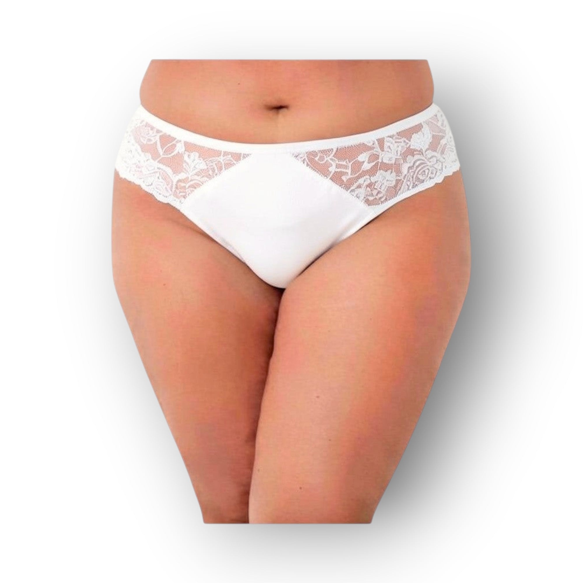 Horszi Miss Beautiful fehér női tanga finom csipkedíszítéssel és puha, rugalmas pamut anyagból.
